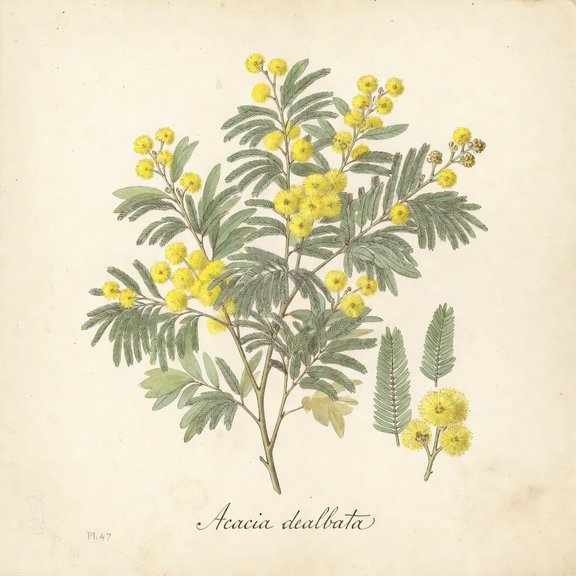 Silver Wattle botanical plate