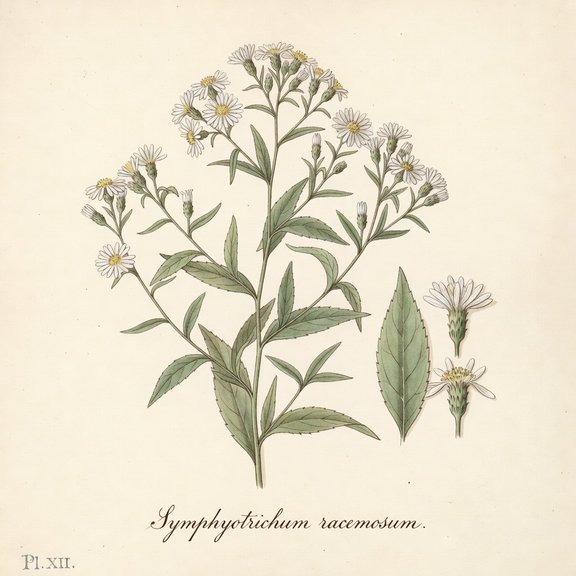 Small White Aster botanical plate
