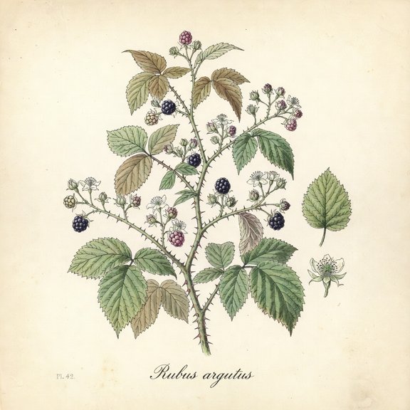 Southern blackberry botanical plate