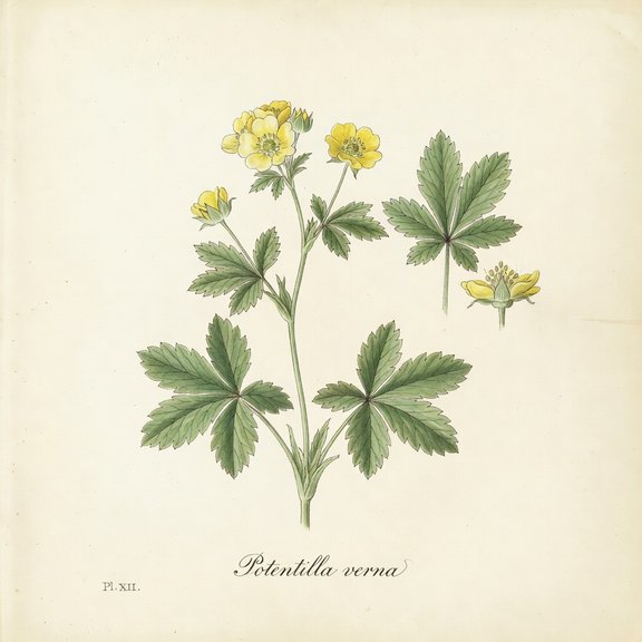 spring cinquefoil botanical plate