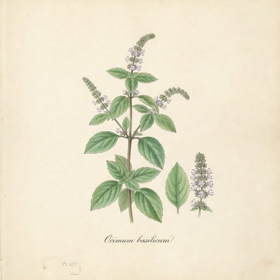 Sweet basil botanical plate