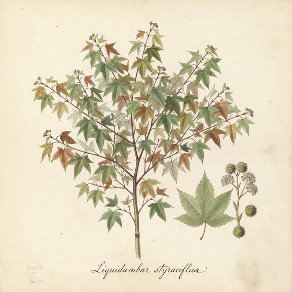 Sweetgum botanical plate