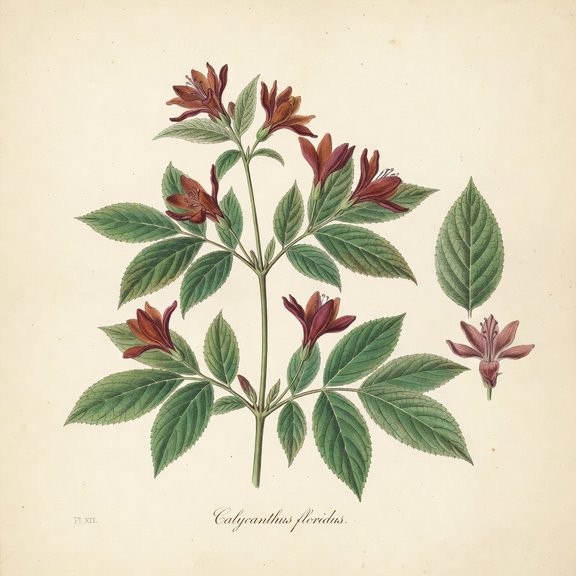 Sweetshrub botanical plate