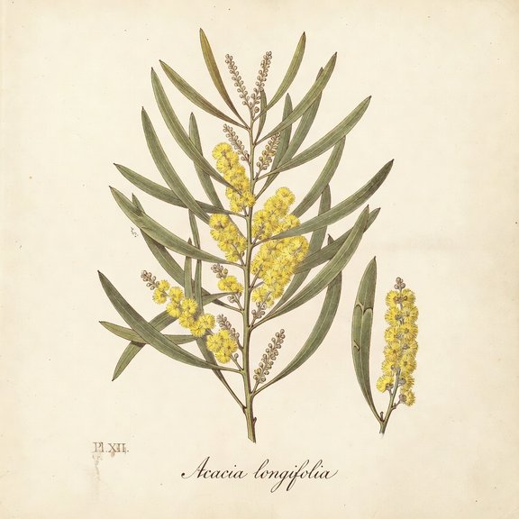 Sydney Golden Wattle botanical plate
