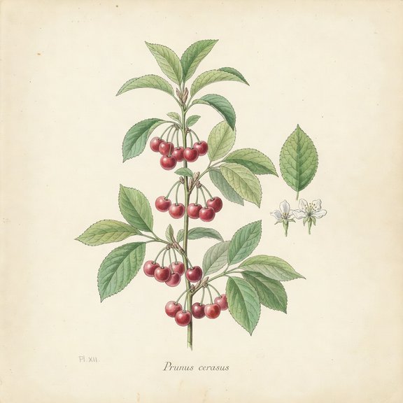 Tart Cherry botanical plate