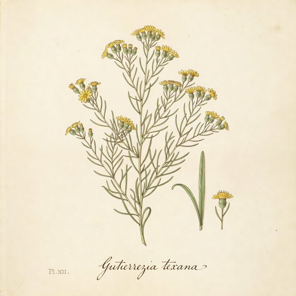 Texas Broomweed botanical plate