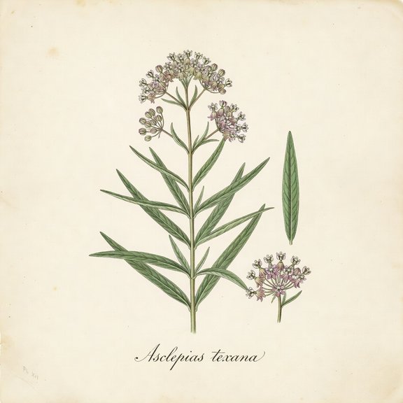 Texas Milkweed botanical plate