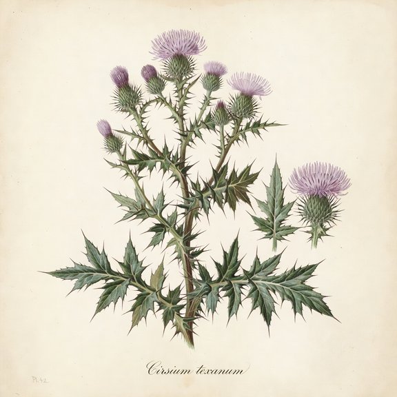 Texas Thistle botanical plate