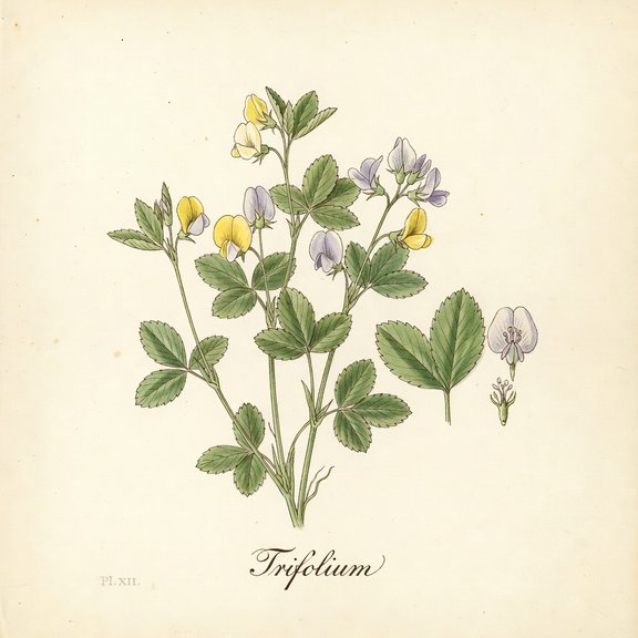 trefoil botanical plate