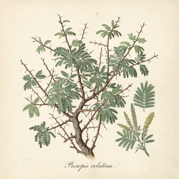 Velvet Mesquite botanical plate