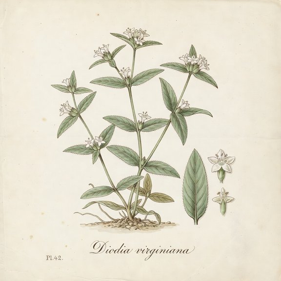 Virginia Buttonweed botanical plate