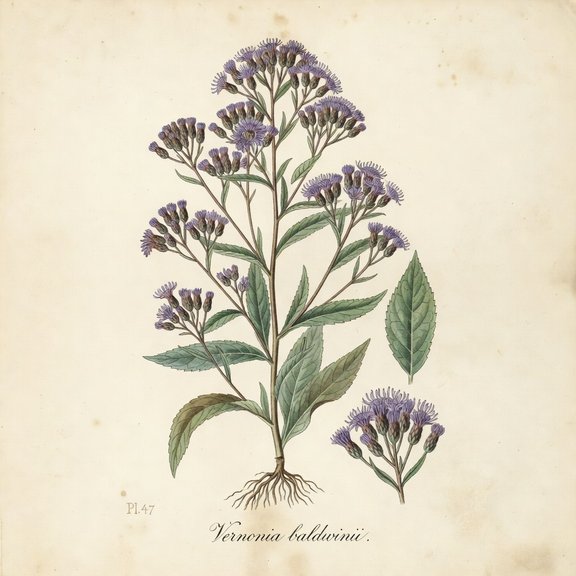 Western Ironweed botanical plate