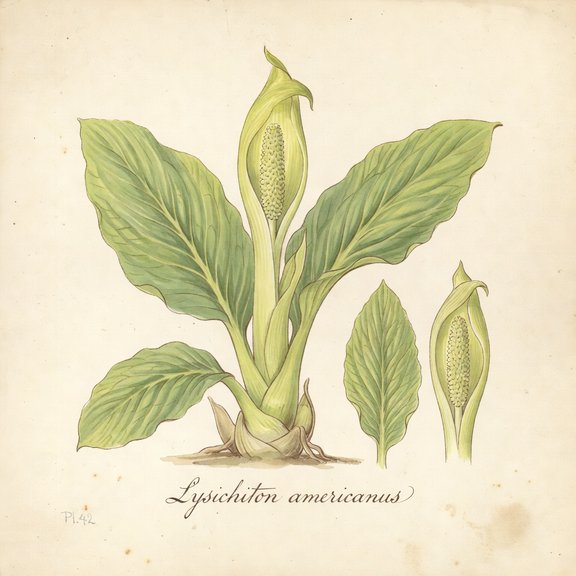 Western Skunk Cabbage botanical plate