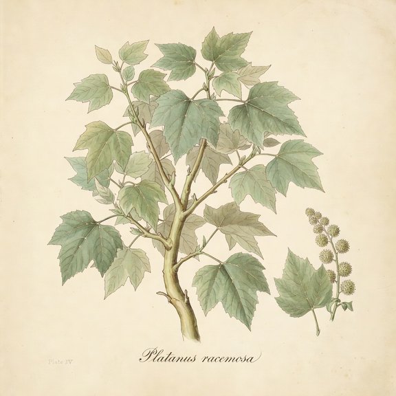 Western Sycamore botanical plate