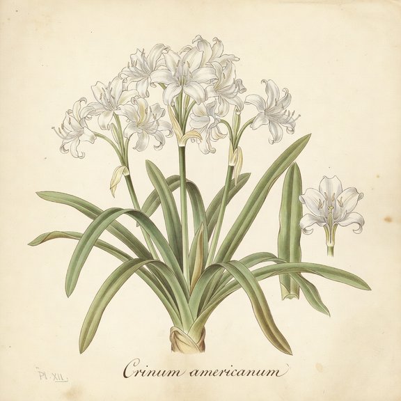 White Fragrant Lily botanical plate