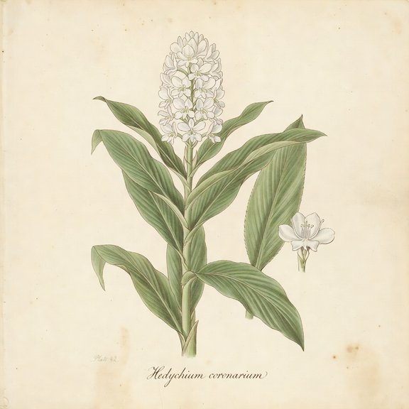 White ginger botanical plate