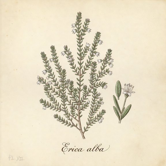 White heath botanical plate