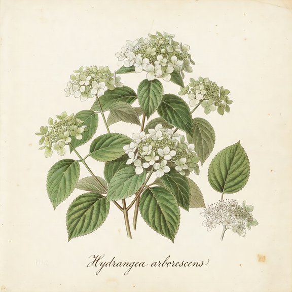 Wild Hydrangea botanical plate