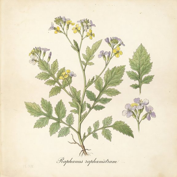 wild radish botanical plate