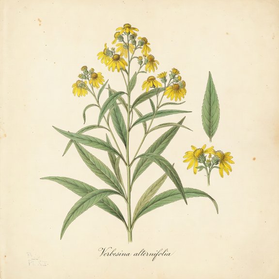 Wingstem botanical plate