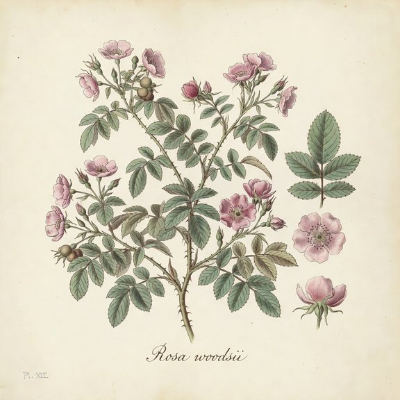 Woods' Rose botanical plate