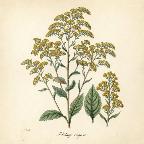 Wrinkleleaf Goldenrod botanical plate