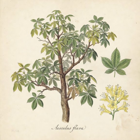 Yellow Buckeye botanical plate