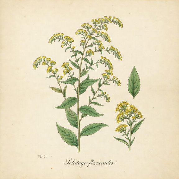 Zigzag Goldenrod botanical plate