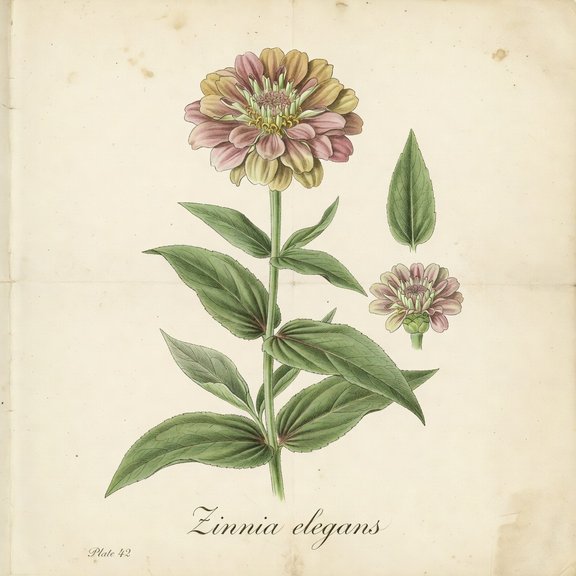 zinnia botanical plate